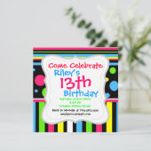 Kleurrijke Neon Stripes Polka Dots roze Blue Green Kaart (Staand voorkant)