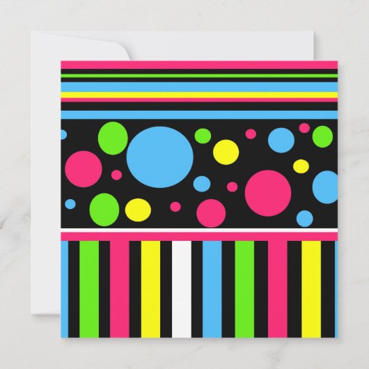 Kleurrijke Neon Stripes Polka Dots roze Blue Green Kaart (Achterkant)