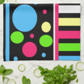 Kleurrijke Neon Stripes Polka Dots roze Blue Green Theedoek (Gevouwen)