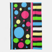 Kleurrijke Neon Stripes Polka Dots roze Blue Green Theedoek (Verticaal)