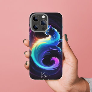 Kleurrijke Neon Swills Zwart en blauw Kat Case-Mate iPhone Case