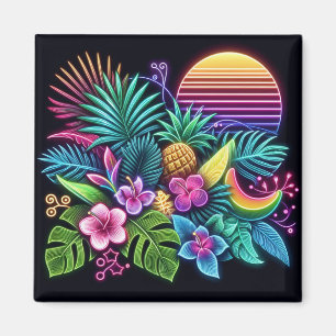 Kleurrijke neon tropisch/Hawaïaans Magneet