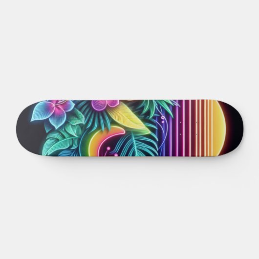 Kleurrijke neon tropisch/Hawaïaans Persoonlijk Skateboard (Horizontaal)
