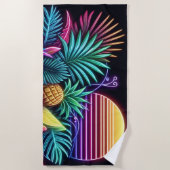 Kleurrijke neon tropisch/Hawaïaans Strandlaken (Voorkant)