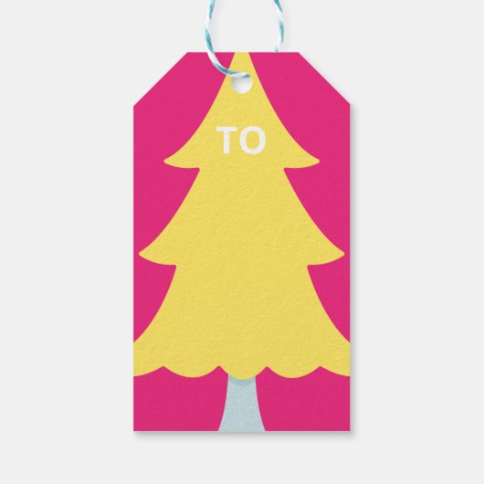 Kleurrijke Neon Typografische HO HO Kerstboom Cadeaulabel (Achterkant)