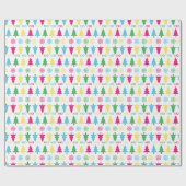 Kleurrijke Neon Typografische HO HO Kerstboom Cadeaupapier (Vlak)