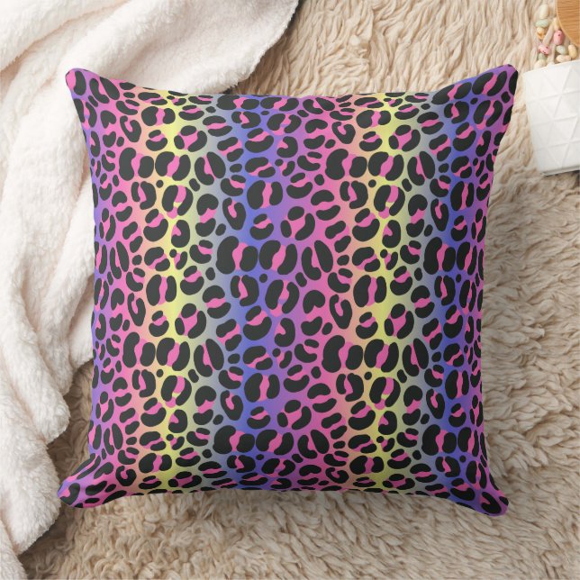 Kleurrijke neon verloop luipaardprint kussen (Deken)