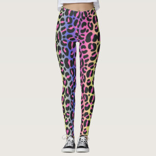 Kleurrijke Neon Verlopen Luipaardprint Leggings