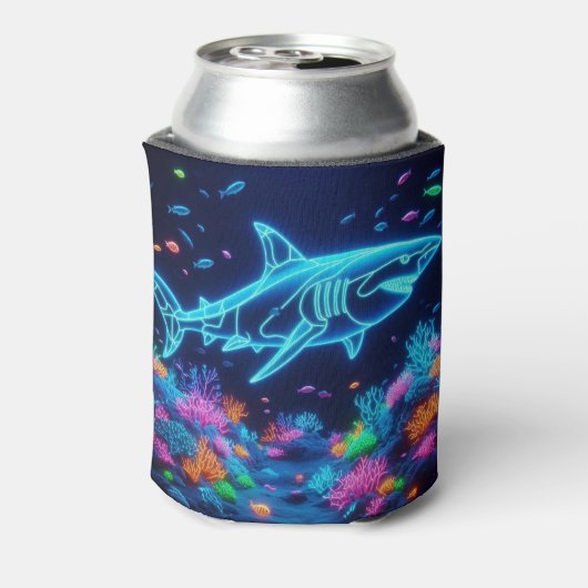 Kleurrijke neonhaai blikjeskoeler (Blikje Achterkant)