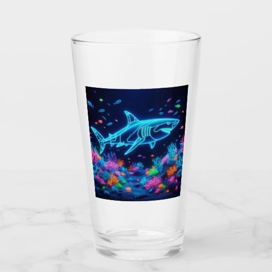 Kleurrijke neonhaai glas (Voorkant)
