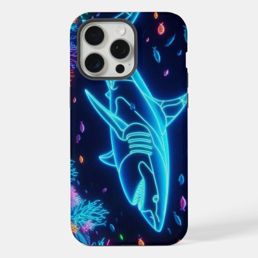 Kleurrijke neonhaai iPhone hoesje (Achterkant)