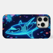 Kleurrijke neonhaai iPhone hoesje (Achterkant horizontaal)