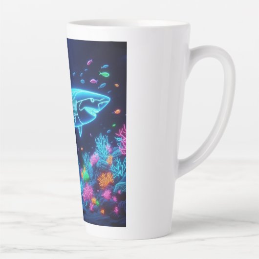 Kleurrijke neonhaai latte mok (Rechts)