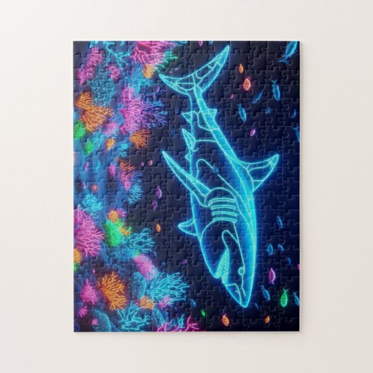 Kleurrijke neonhaai legpuzzel (Verticaal)