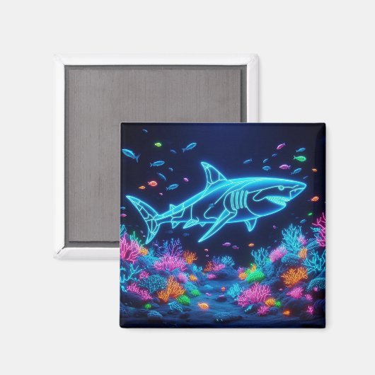 Kleurrijke neonhaai magneet (Voorkant / Achterkant)
