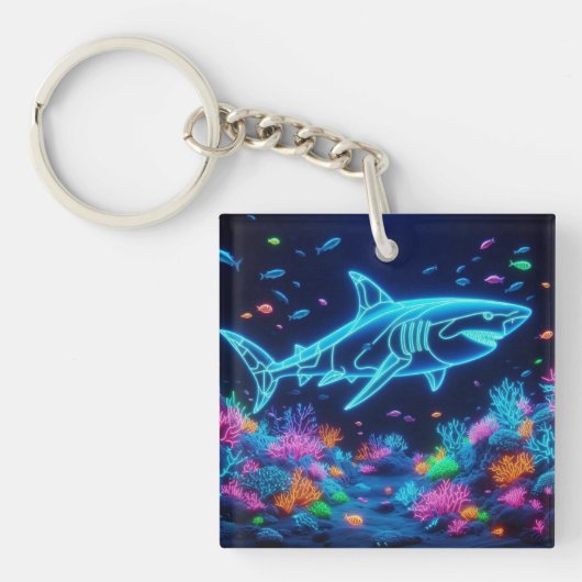 Kleurrijke neonhaai sleutelhanger (voorkant)
