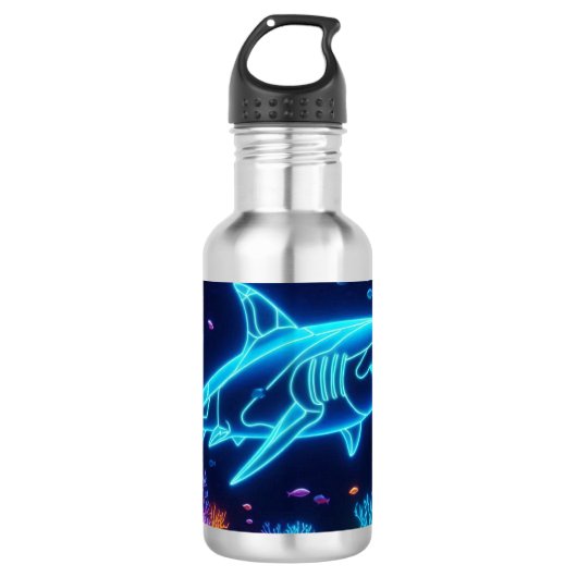Kleurrijke neonhaai waterfles  (Voorkant)