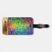 Kleurrijke Nep Glitter En Fonkelende Gouden Accent Bagagelabel (Achterkant horizontaal)