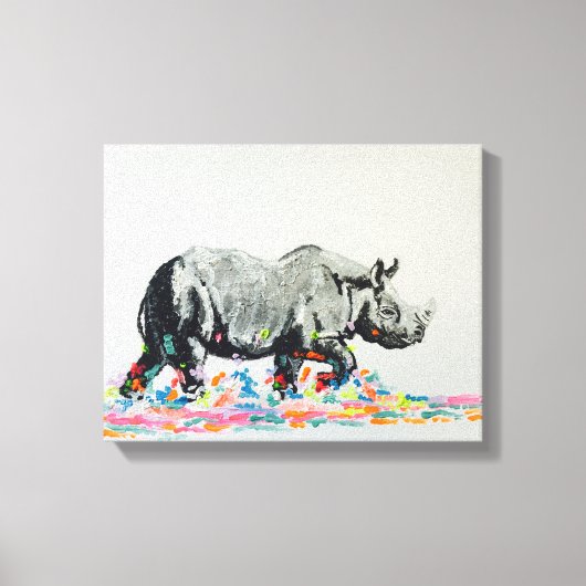 Kleurrijke neushoorn canvas afdruk (Voorkant)
