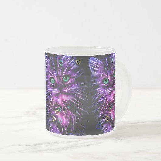 kleurrijke neuskat matglas koffiemok (Voorkant rechts)