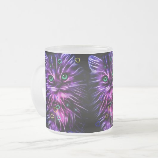 kleurrijke neuskat matglas koffiemok (Voorkant links)