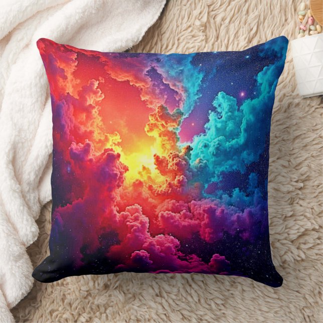 Kleurrijke Nevelkunst: Kosmische Kleur Kussen (Deken)