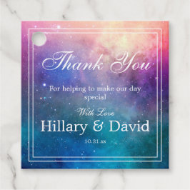 Kleurrijke nevelwolken bedankjes labels