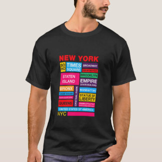 Kleurrijke New York beroemde bezienswaardigheden, T-shirt