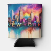 Kleurrijke New York Skyline Abstracte kunst Blikjeskoeler (Voorkant)