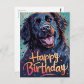 Kleurrijke Newfoundland hond Verjaardag Briefkaart (Voorkant / Achterkant)