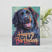 Kleurrijke Newfoundland hond Verjaardag Feestdagenkaart (Staand voorkant)