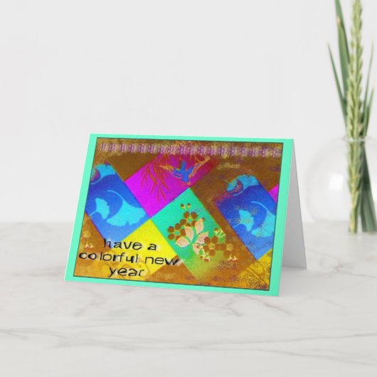 Kleurrijke nieuwjaarskaart feestdagen kaart (Voorkant)