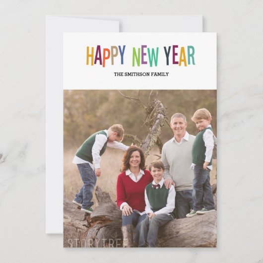 kleurrijke nieuwjaarskaart feestdagenkaart (Voorkant)