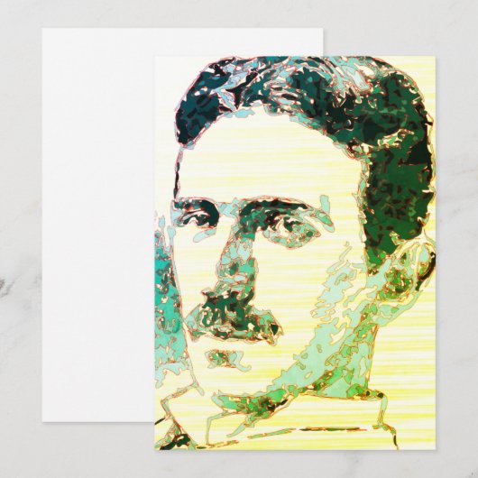 Kleurrijke Nikola Tesla tekening Feestdagenkaart (Voorkant / Achterkant)