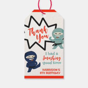Kleurrijke Ninja Karate Verjaardag Cadeaulabel