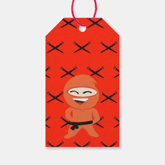 Kleurrijke Ninja Karate Verjaardag Cadeaulabel (Achterkant)