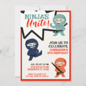 Kleurrijke Ninja Karate Verjaardag Kaart (Voorkant)