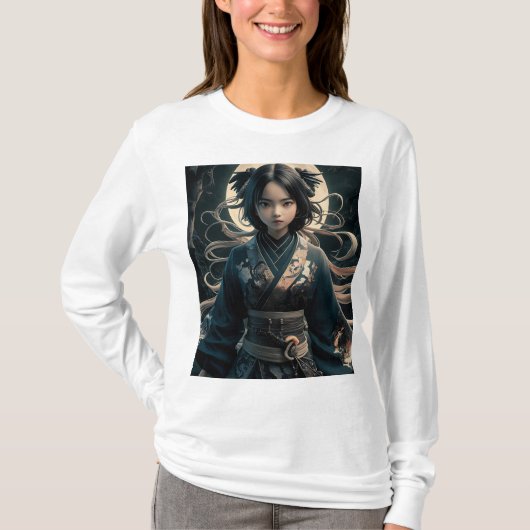 kleurrijke ninja meisje T-Shirt ontwerp (Voorkant)