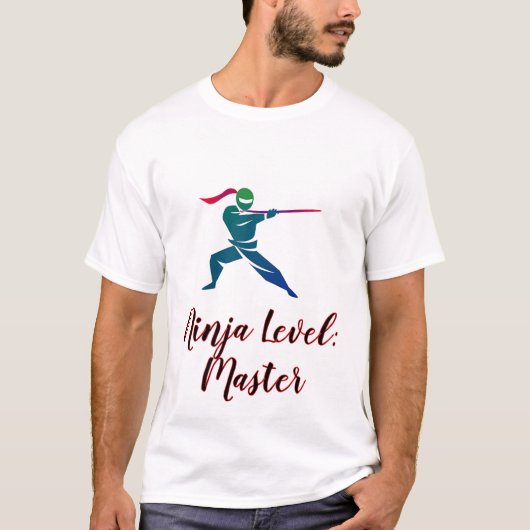 Kleurrijke Ninja Warrior Silhouet T-shirt (Voorkant)