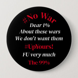 Kleurrijke #No Oorlog Typografie Ronde Button 4,0 Cm