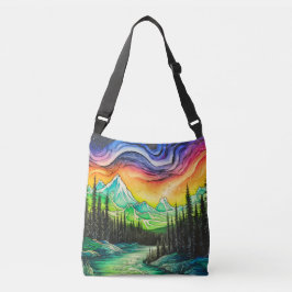 Kleurrijke noordelijke lichten crossbody tas