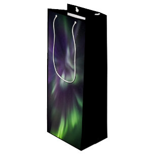 Kleurrijke noordelijke lichten wijn cadeautas