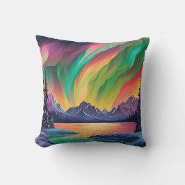 Kleurrijke Noorderlicht kunst Kussen