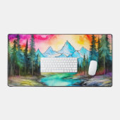 Kleurrijke Noorderlicht Waterverf Illustratie Bureaumat (Keyboard & Muis)