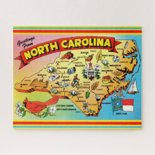 Kleurrijke North Carolina  kaart Legpuzzel