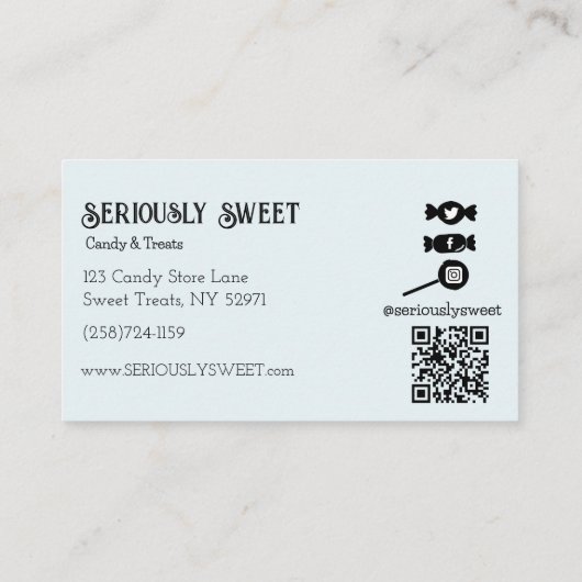 Kleurrijke nostalgische Snoep Store Visitekaartje (Achterkant)