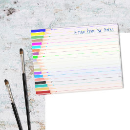 Kleurrijke notities van de kunstleraar op bedrukte post-it® notes