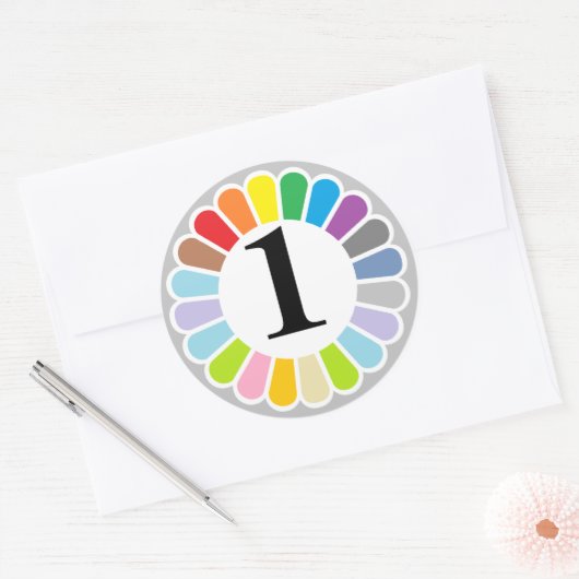 Kleurrijke nummer 1 sticker (Envelop)