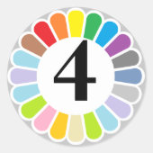 Kleurrijke nummer 4 sticker (Voorkant)