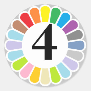 Kleurrijke nummer 4 sticker